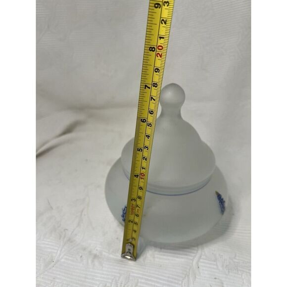 Viking USA Frosted Glass Jar Bell Lid Floral Design Crystal - Picture 4 of 6